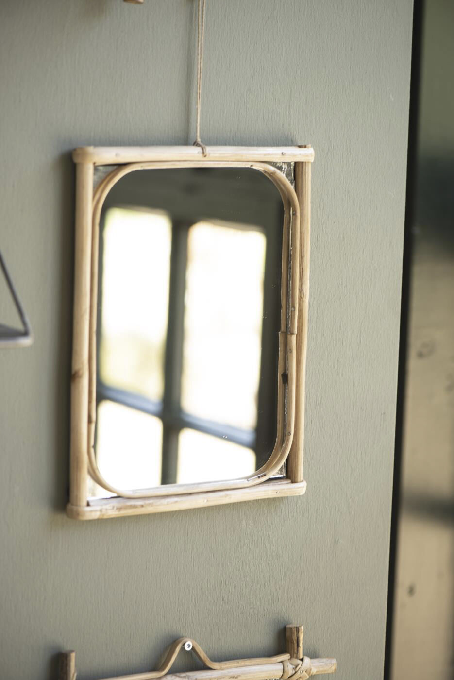 Spejl m/bambuskant