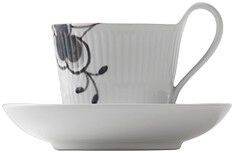 Black Fluted Mega Cup and Saucer 24cl