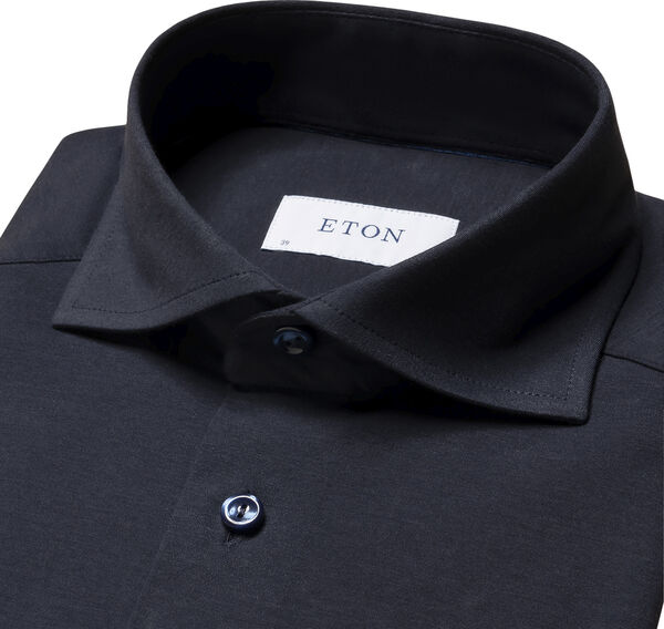 Slim Fit Navy Blue Solid Four-Flex Stretch Shirt