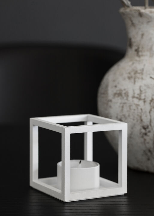 Kubus T, Candle Holder, White