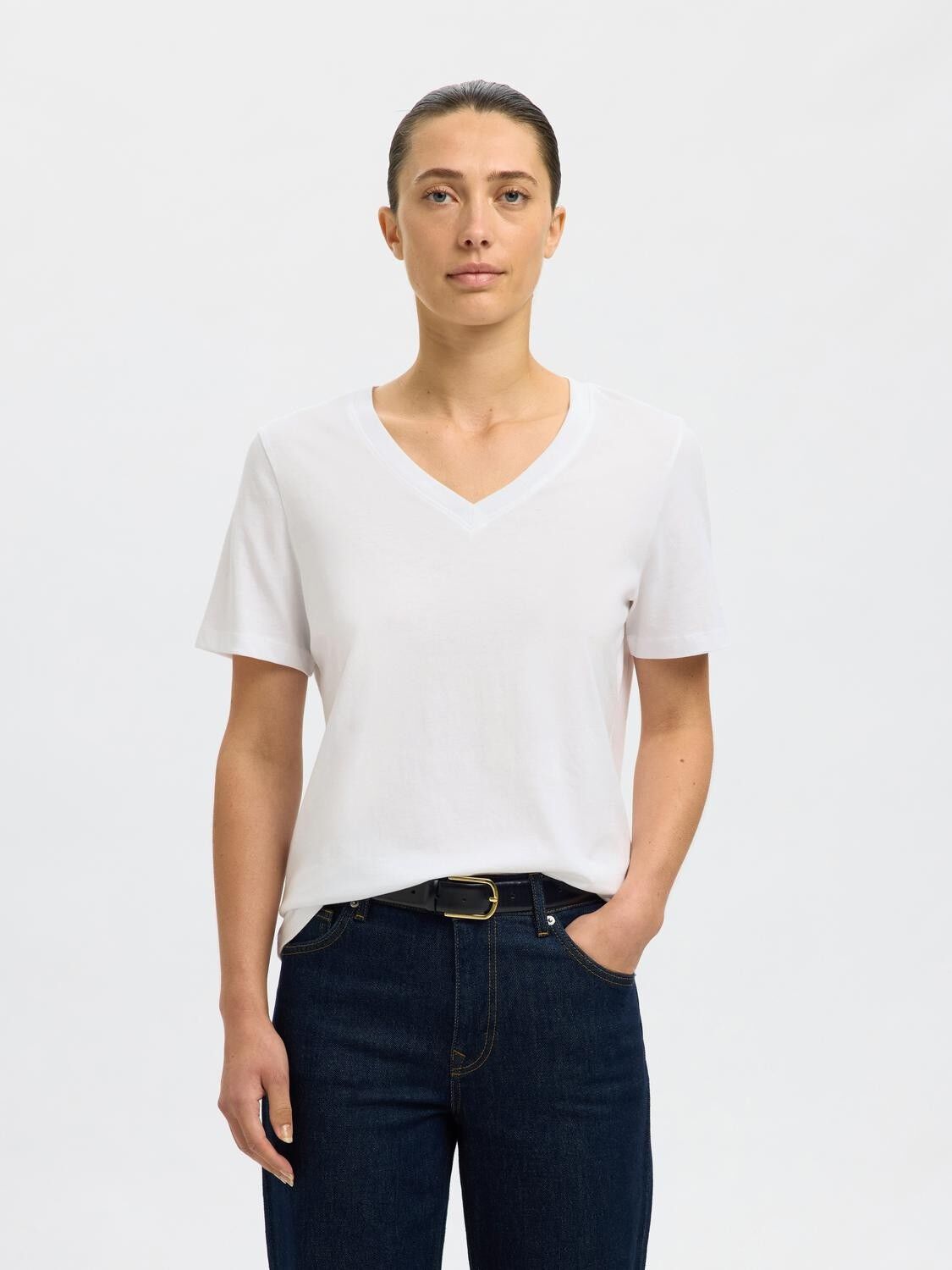 Slfessential Ss V-Neck Tee Noos