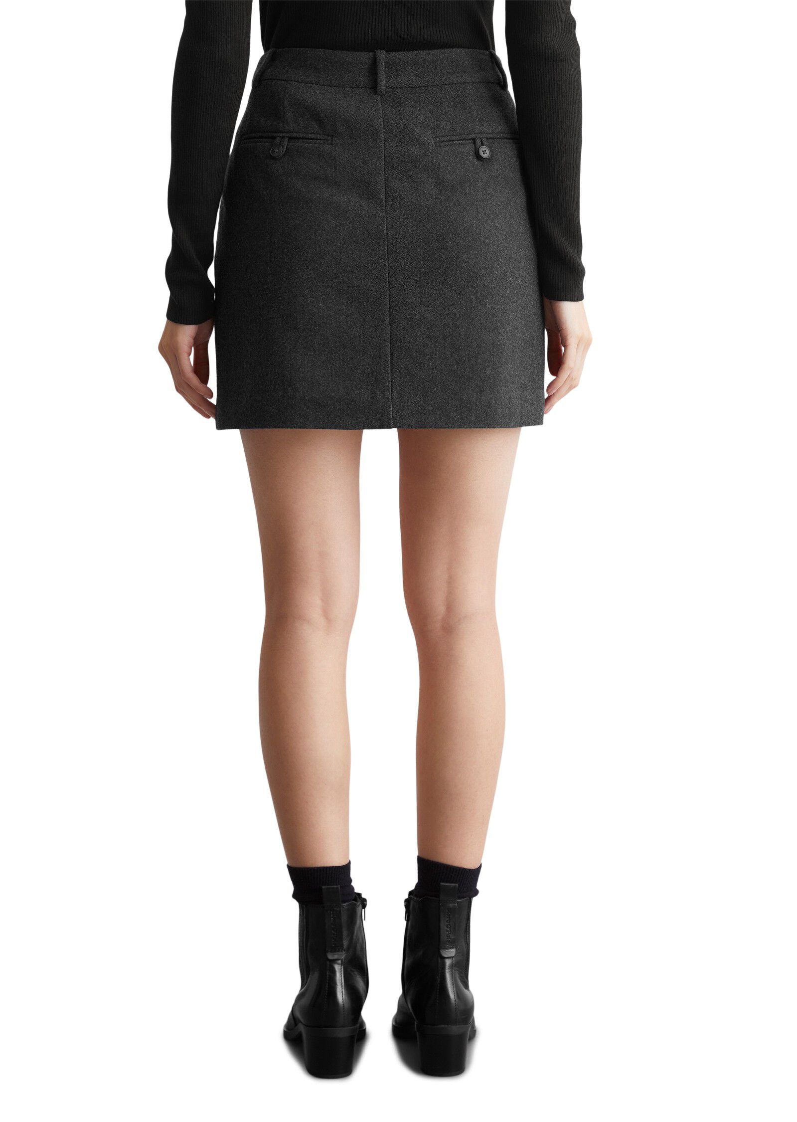 Skirt, short length, zip fly, piped