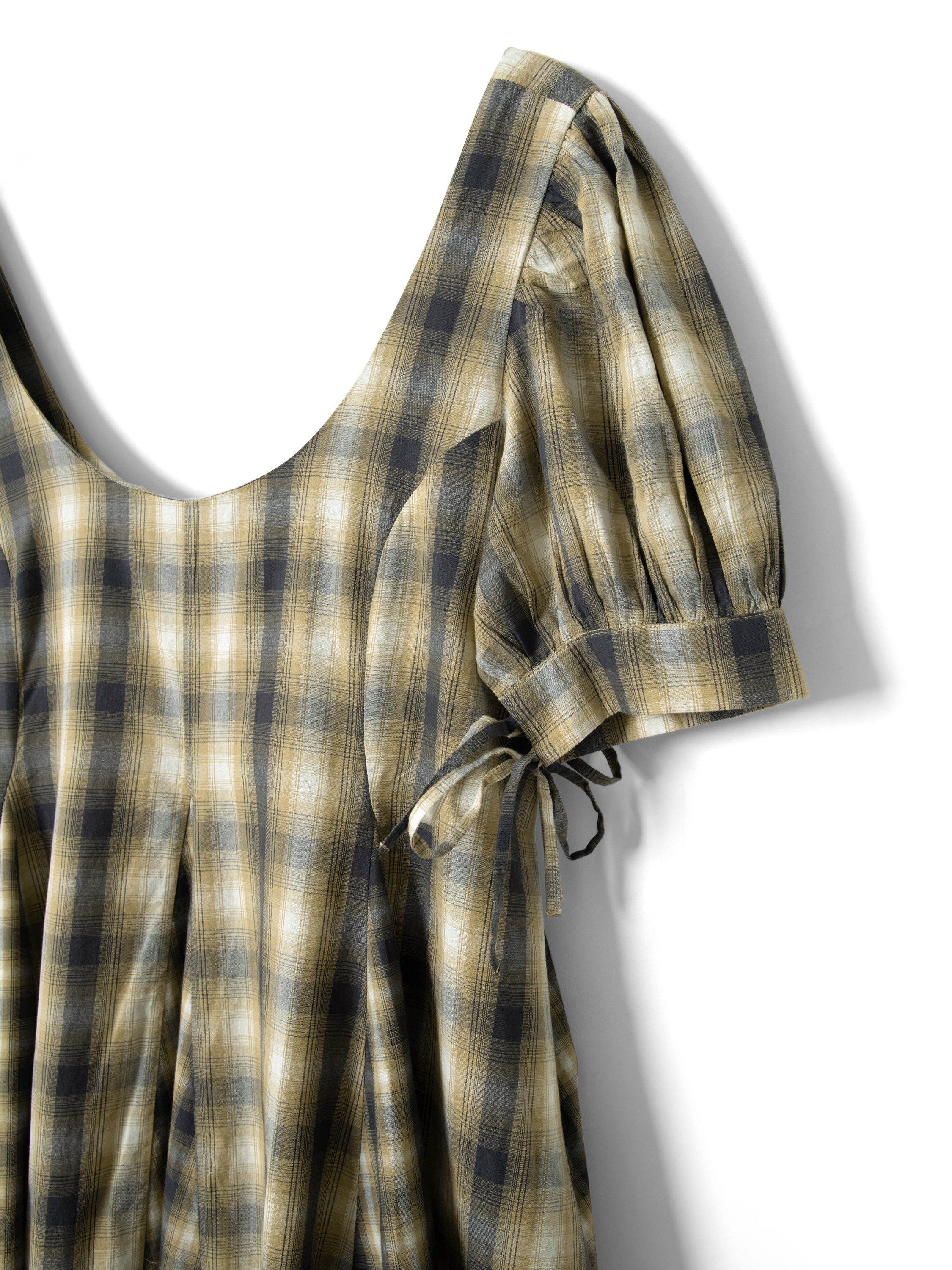 SABINA MINI GODET DRESS - CARDAMON MIX CHECK