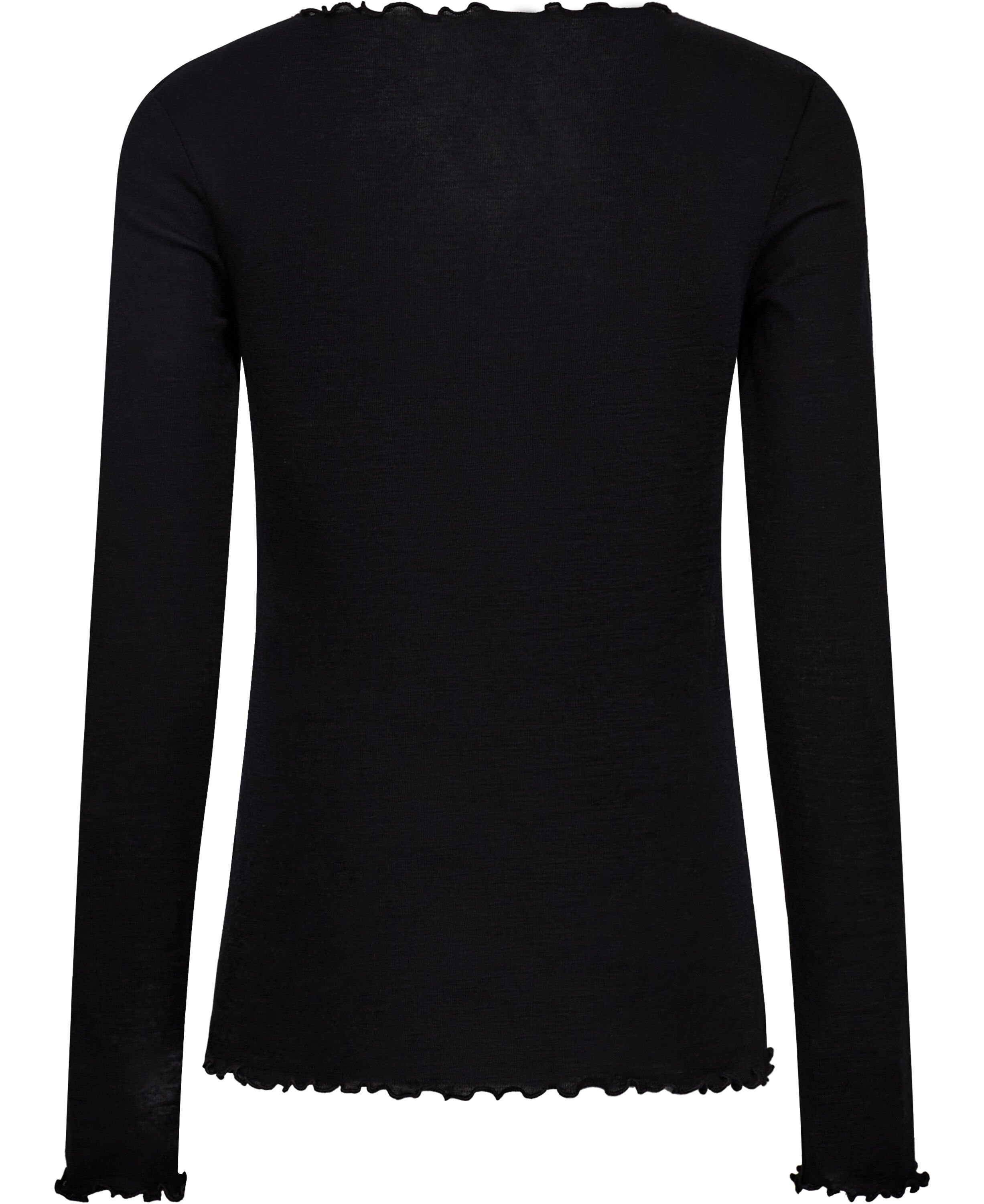 Cilla 14 Lang&aelig;rmede striktr&oslash;je med b&oslash;lgende kant - 100% Merino uld