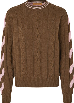 2358 Chunky Wool, Two-Tone Cable Sweater