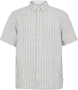 Relaxed linen stripe short sleeve shirt
