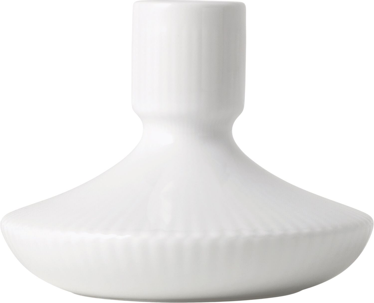 Hvid Riflet Lysestage 8 cm