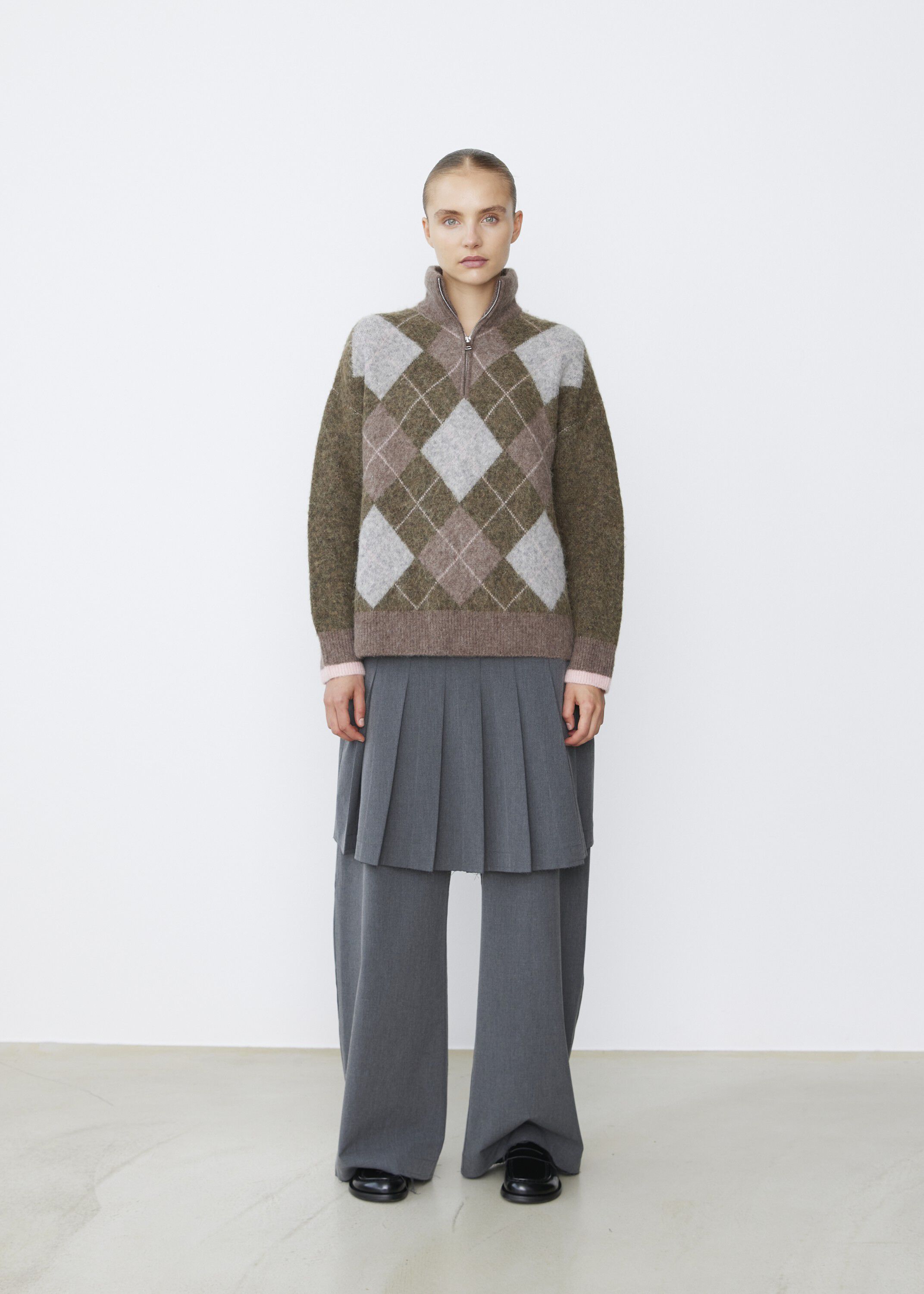 Quarter Zip Argyle Sweater