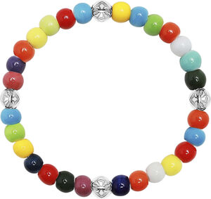 Wristband with Multicolored Glass and Silver