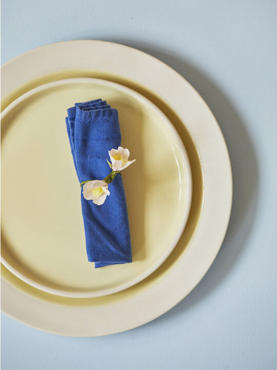 PLATE, MEDIUM, 2 PCS, CLAY IVORY, GLAZE LIGHT YELLOW, 18515I