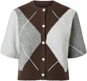 PCSALLY SS KNIT CHECK CARDIGAN BC