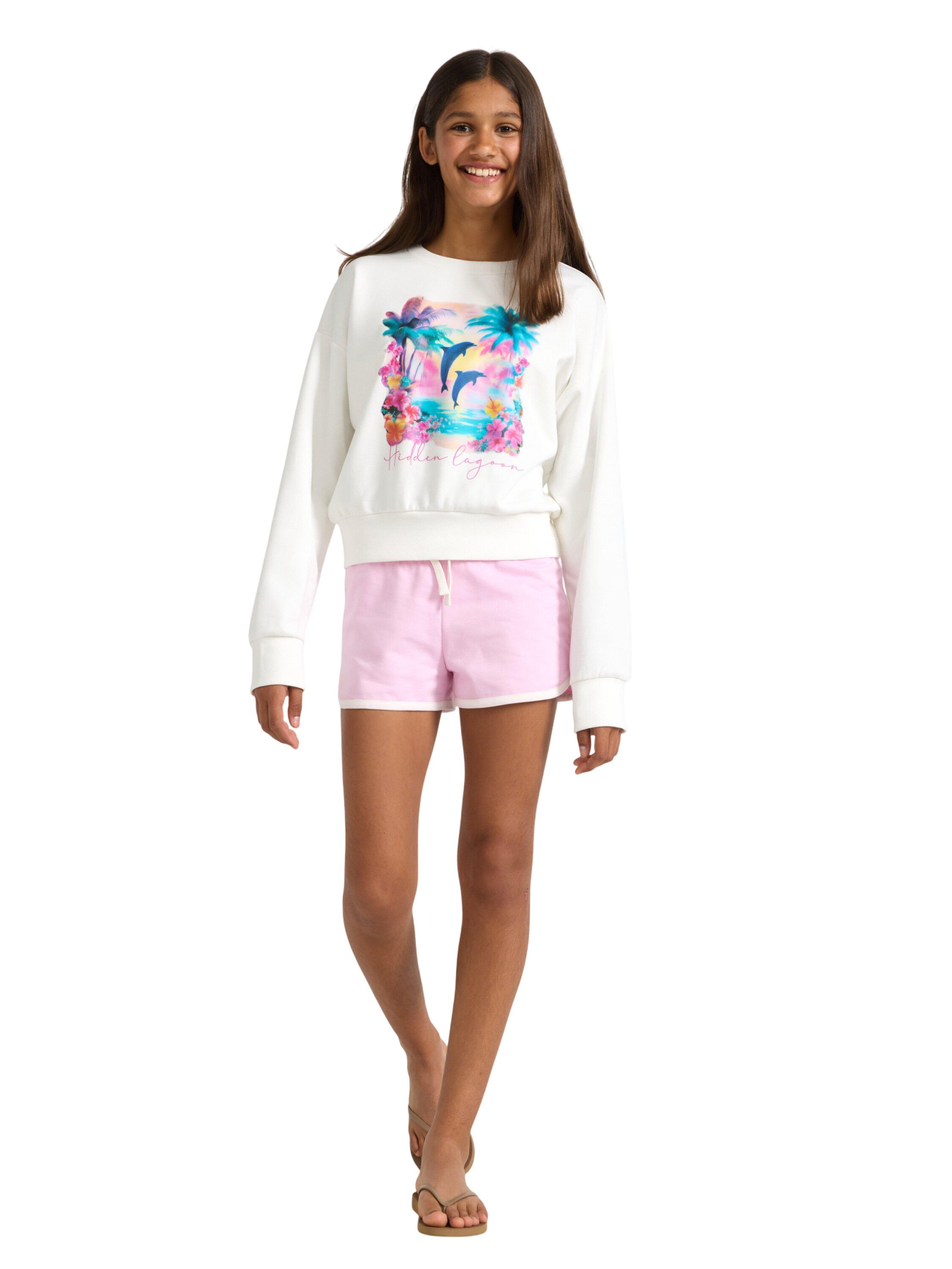 Oversized, avkortet sweatshirt med