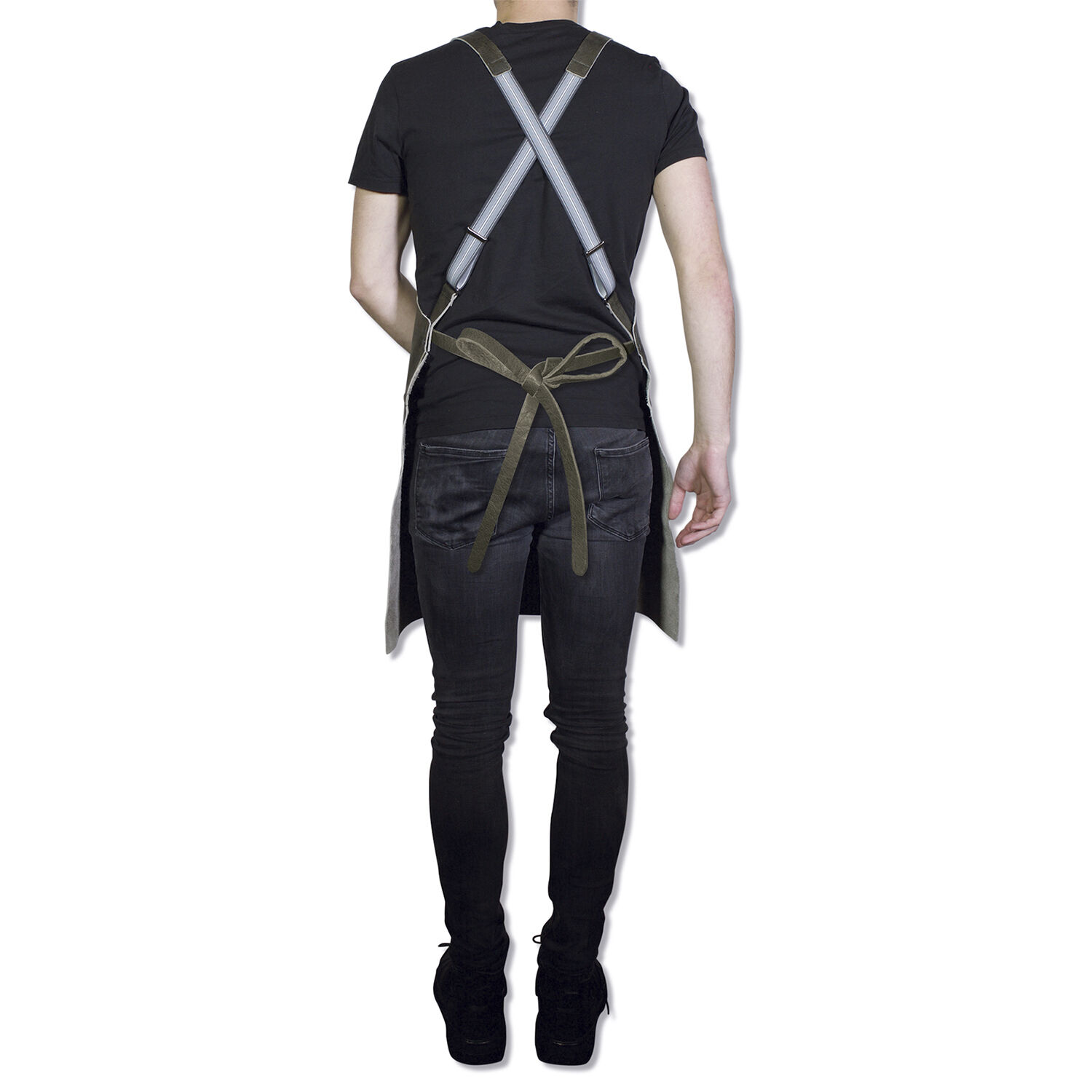 L&aelig;derforkl&aelig;de Suspender Serie Apron Vintage Grey