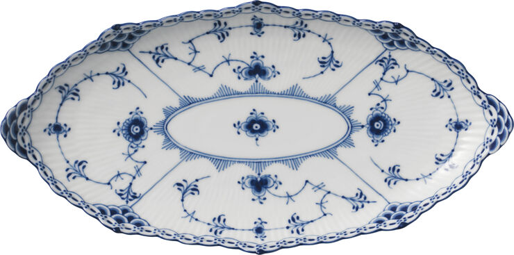 Musselmalet Halvblonde 24,5 cm. ovalt fad