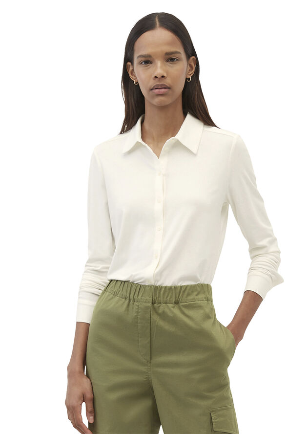 Jersey-blouse, long sleeve, collar,