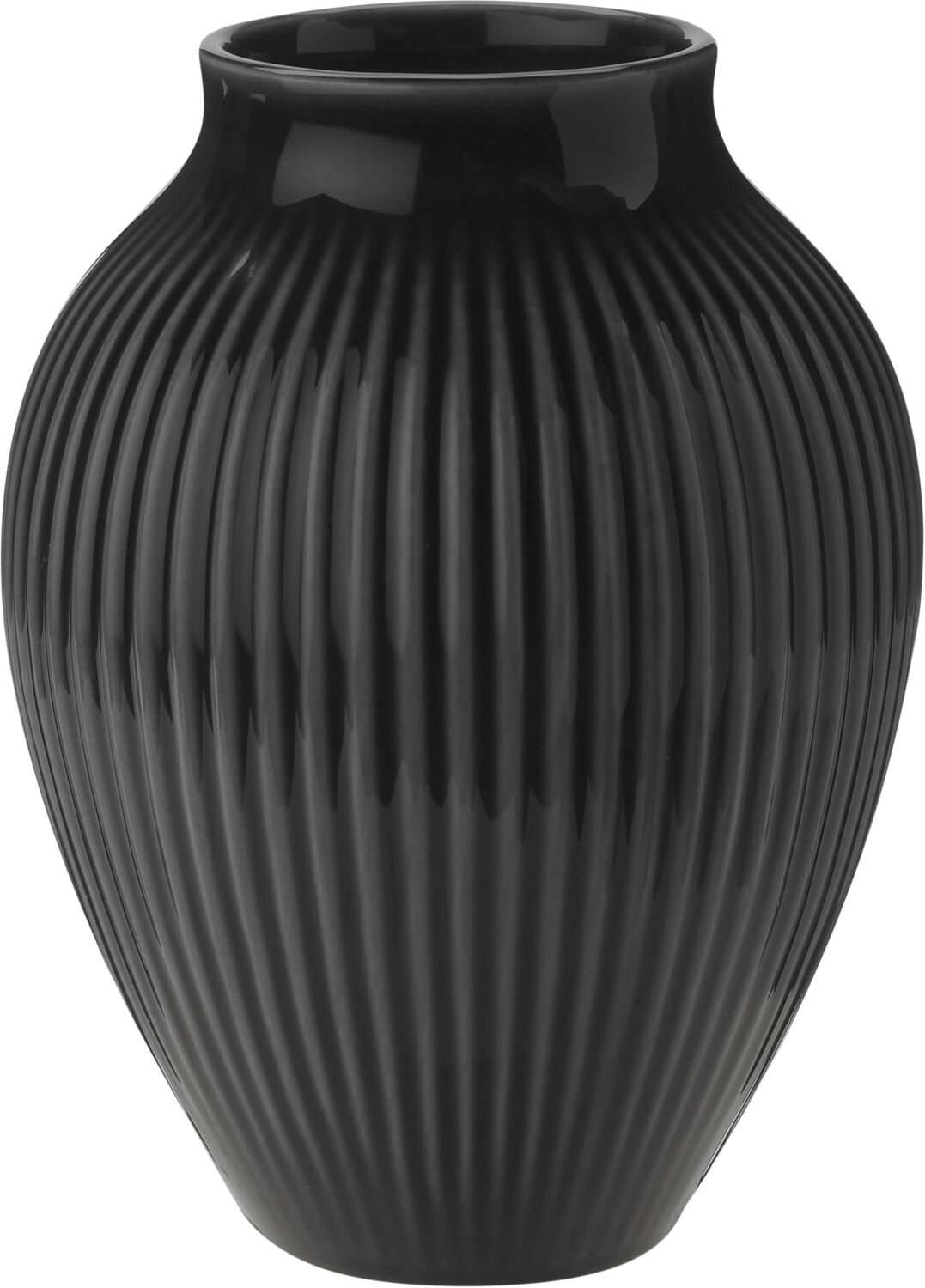 Knabstrup vase H 12. 5 cm ripple black
