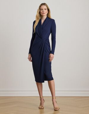 Twist-Front Jersey Surplice Dress