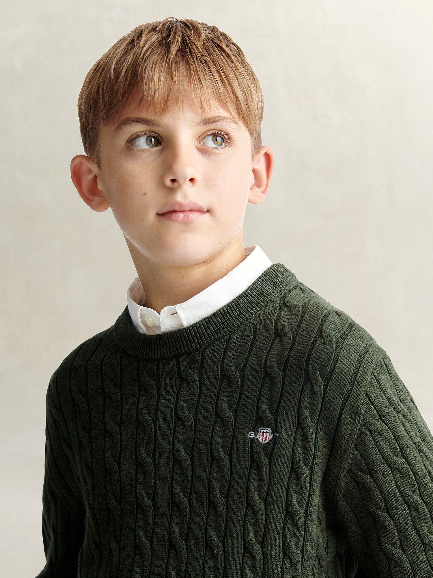 Shield Cotton Cable Neck Sweater
