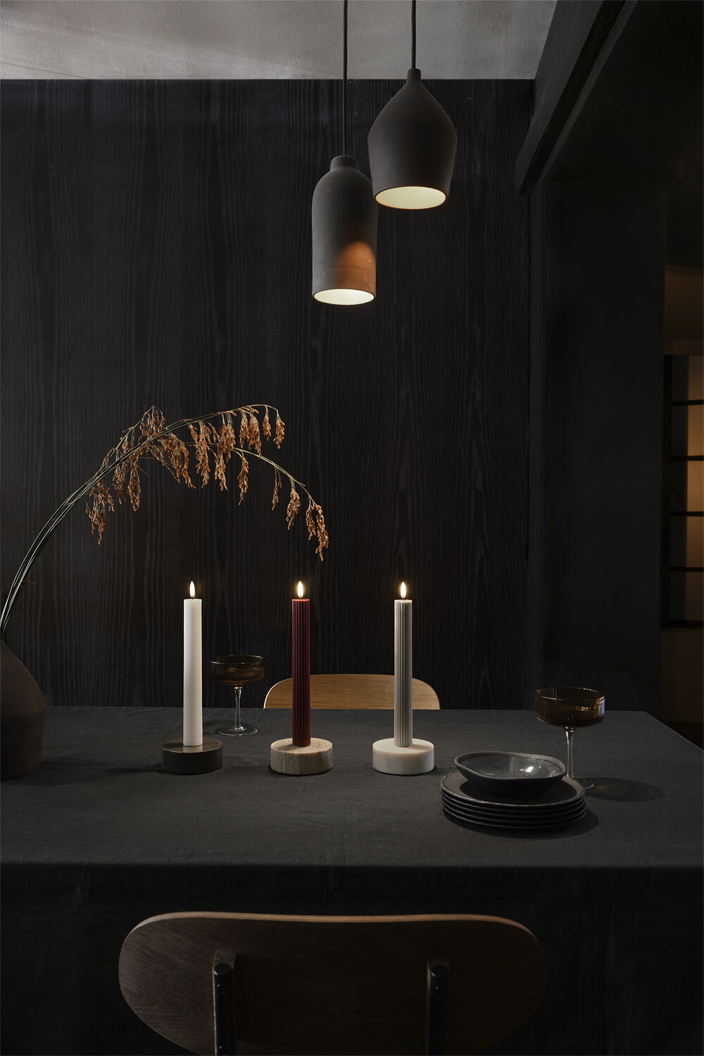 Marble base Candleholder, Desert beige, 3,5x10 cm