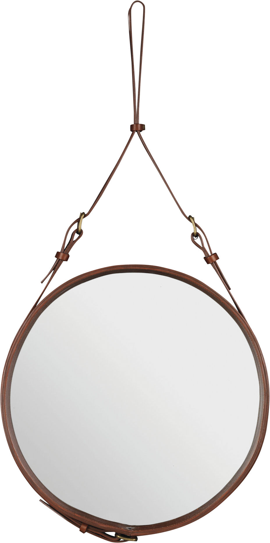 Adnet Wall Mirror, Circula (Tan Leather)