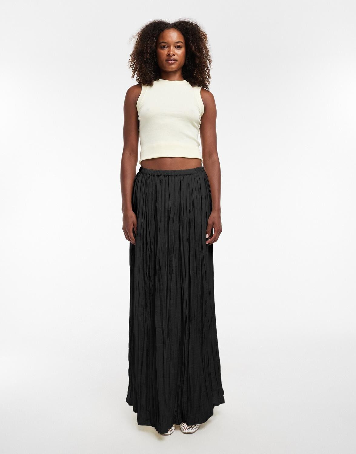 Tsthea Hr Waist Crinkle Maxi Skirt Wvn