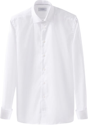 Slim Fit White Signature Twill Shirt - French Cuff