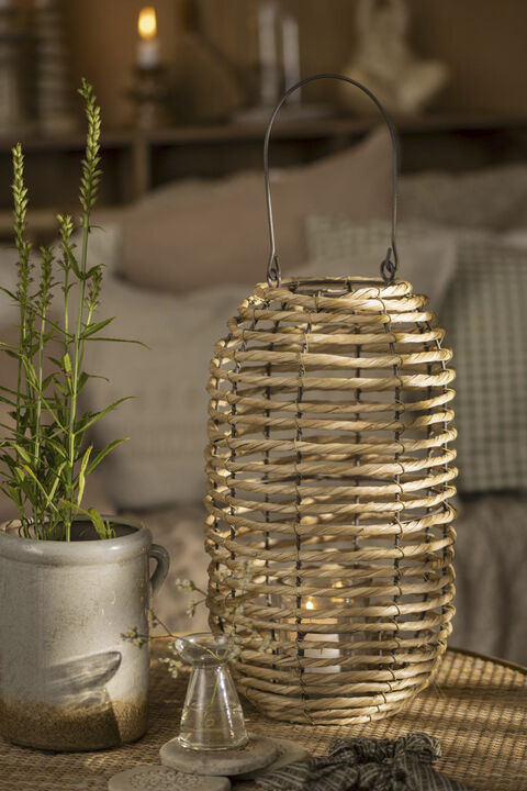 Lygte søgræs og metal m/glasindsats