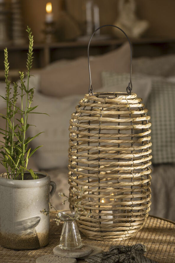 Lygte søgræs og metal m/glasindsats