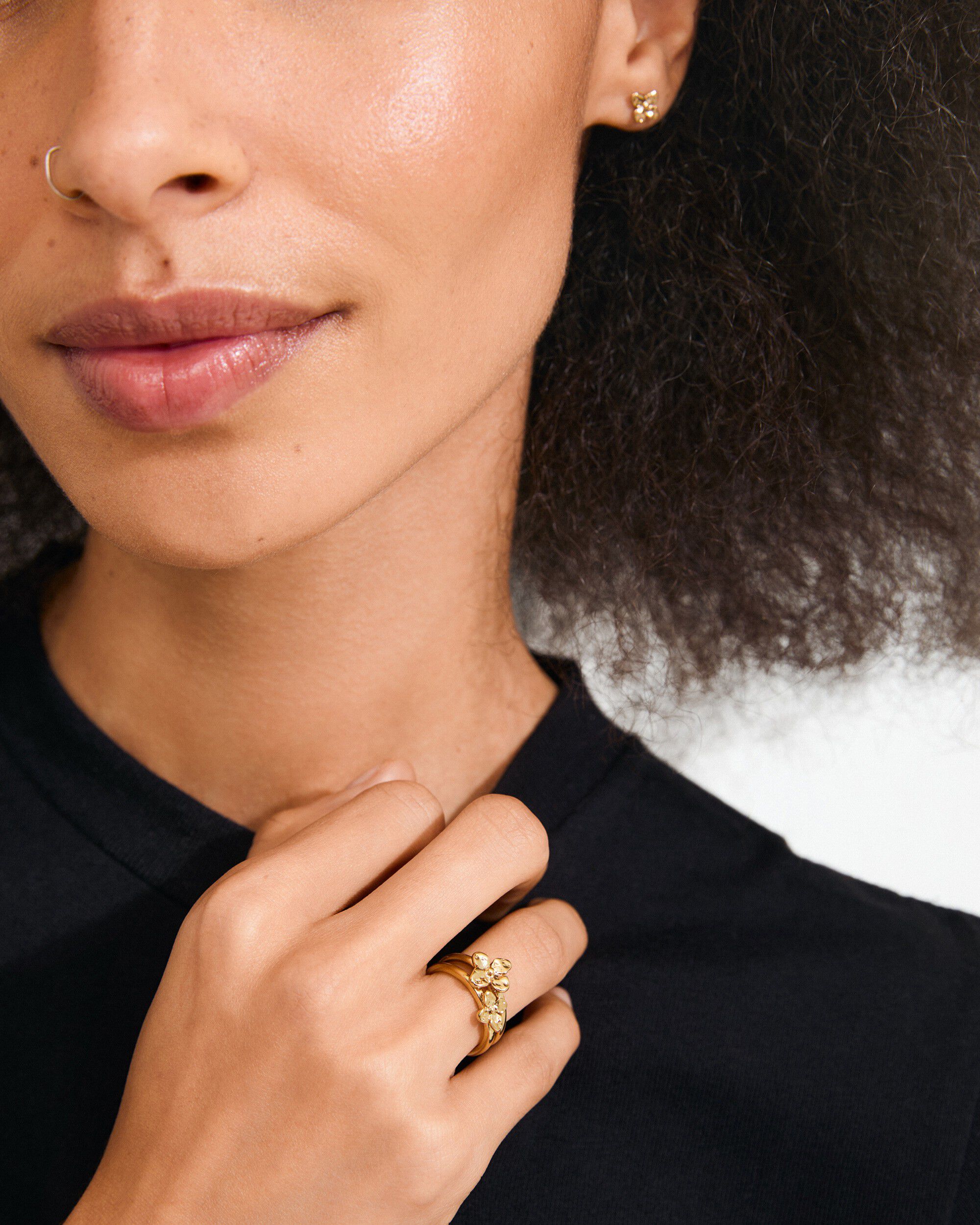 SANINE gift set, rings & earstuds, gold-plated