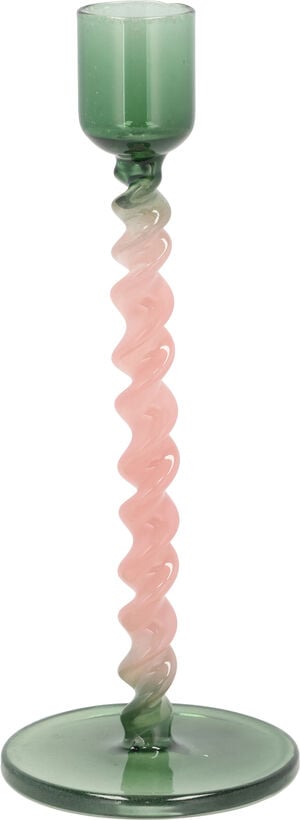 Lysestake Styles 7,4 x 16,3 cm Grønn/Rosa Glass