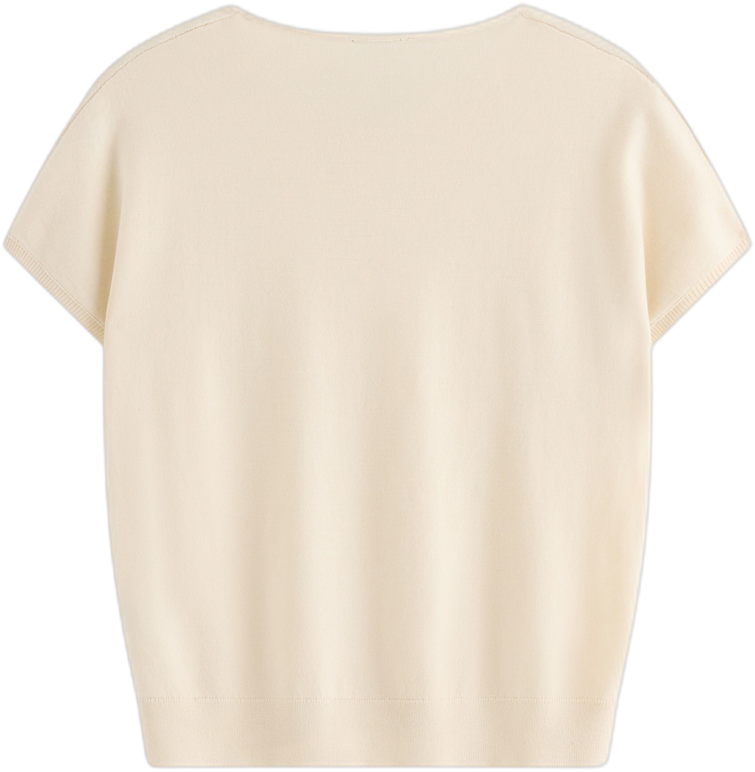Fine-knit short-sleeved top