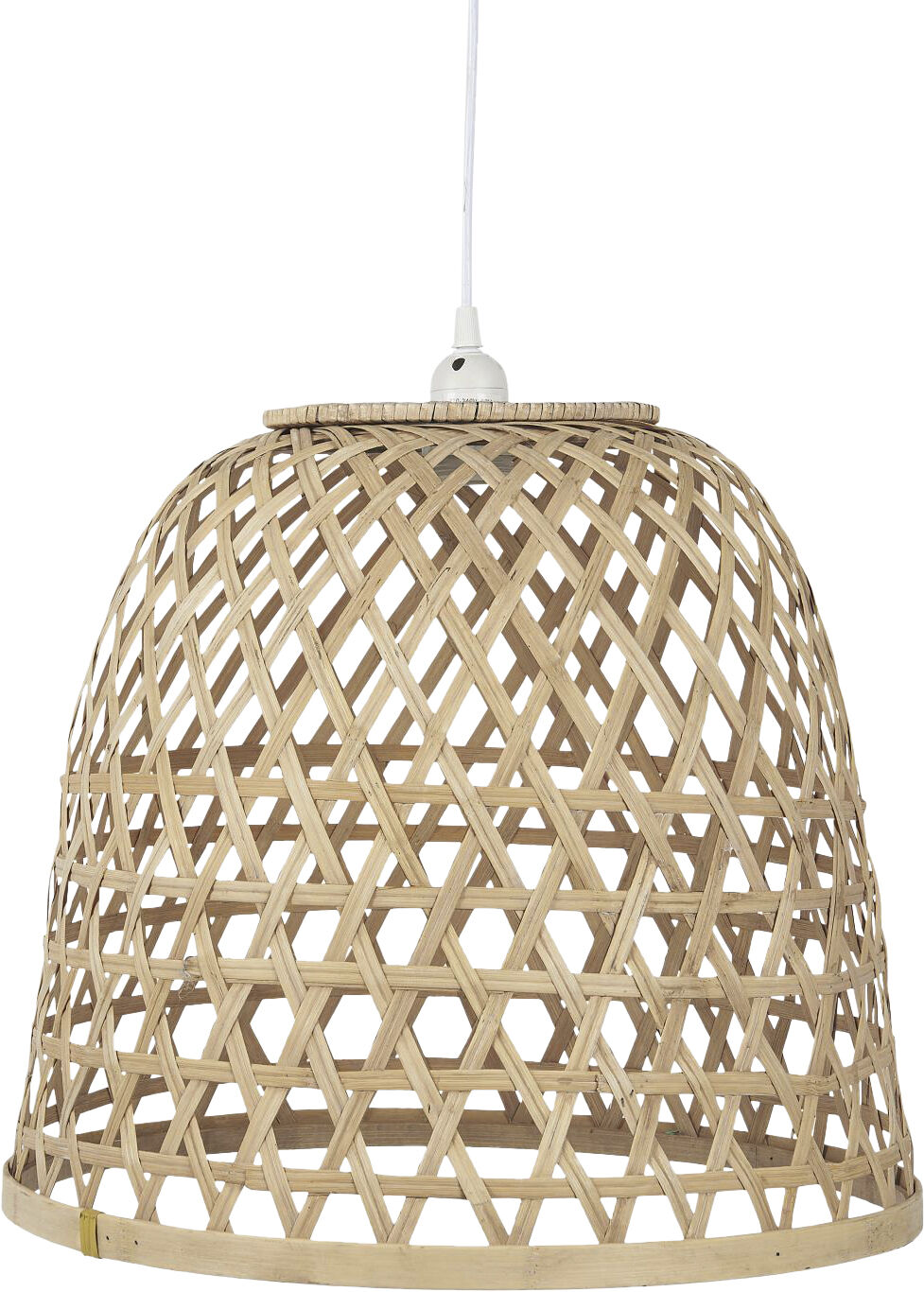 H&aelig;ngelampe bambus sk&aelig;rm hvid plastikledning
