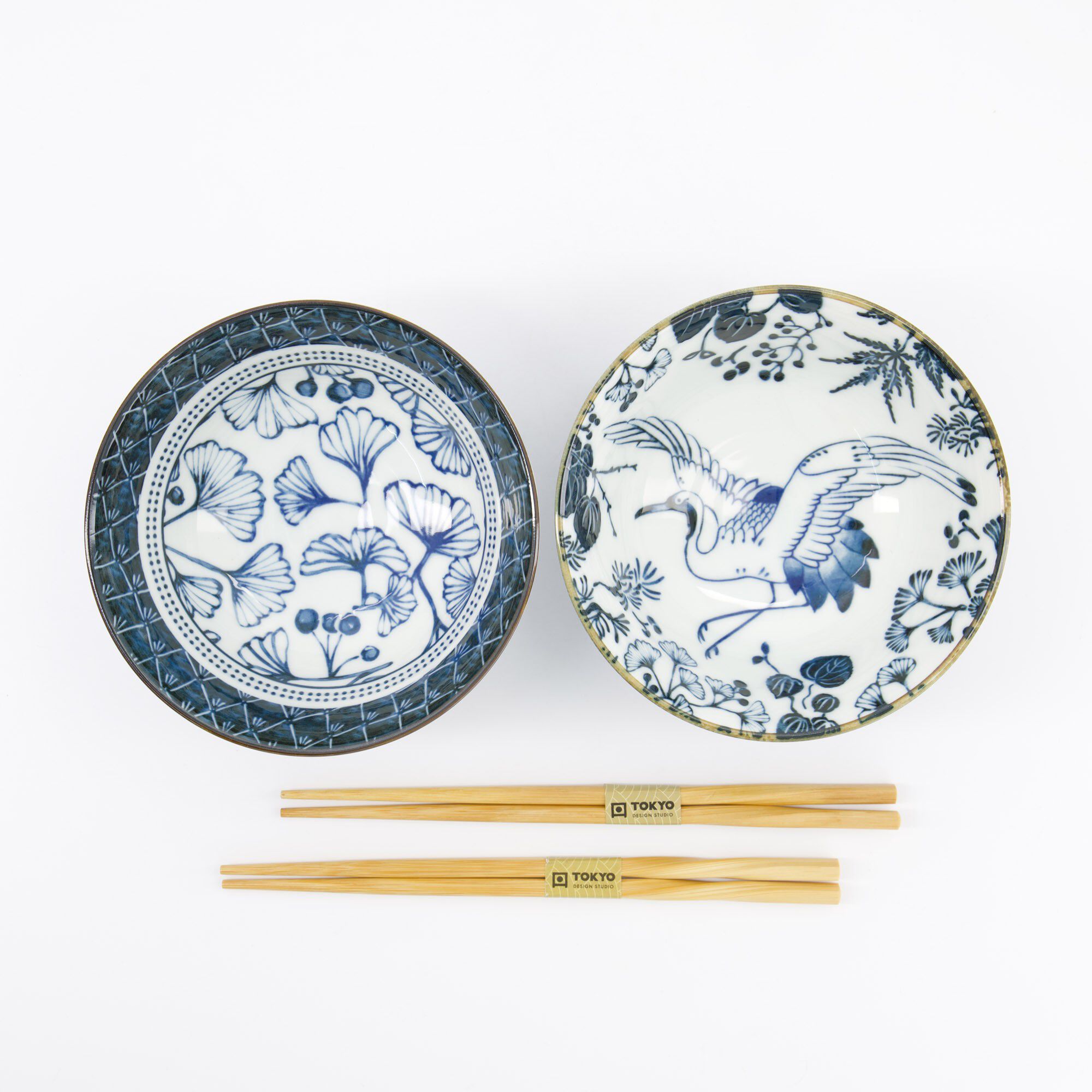 Flora Japonica Tayo Giftset 2pcs w/chopst. 15.2x6.7cm Crane