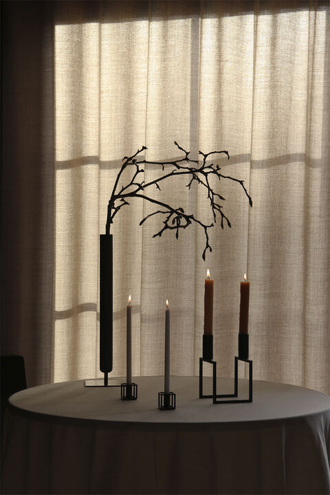 Line, Candle Holder, Black