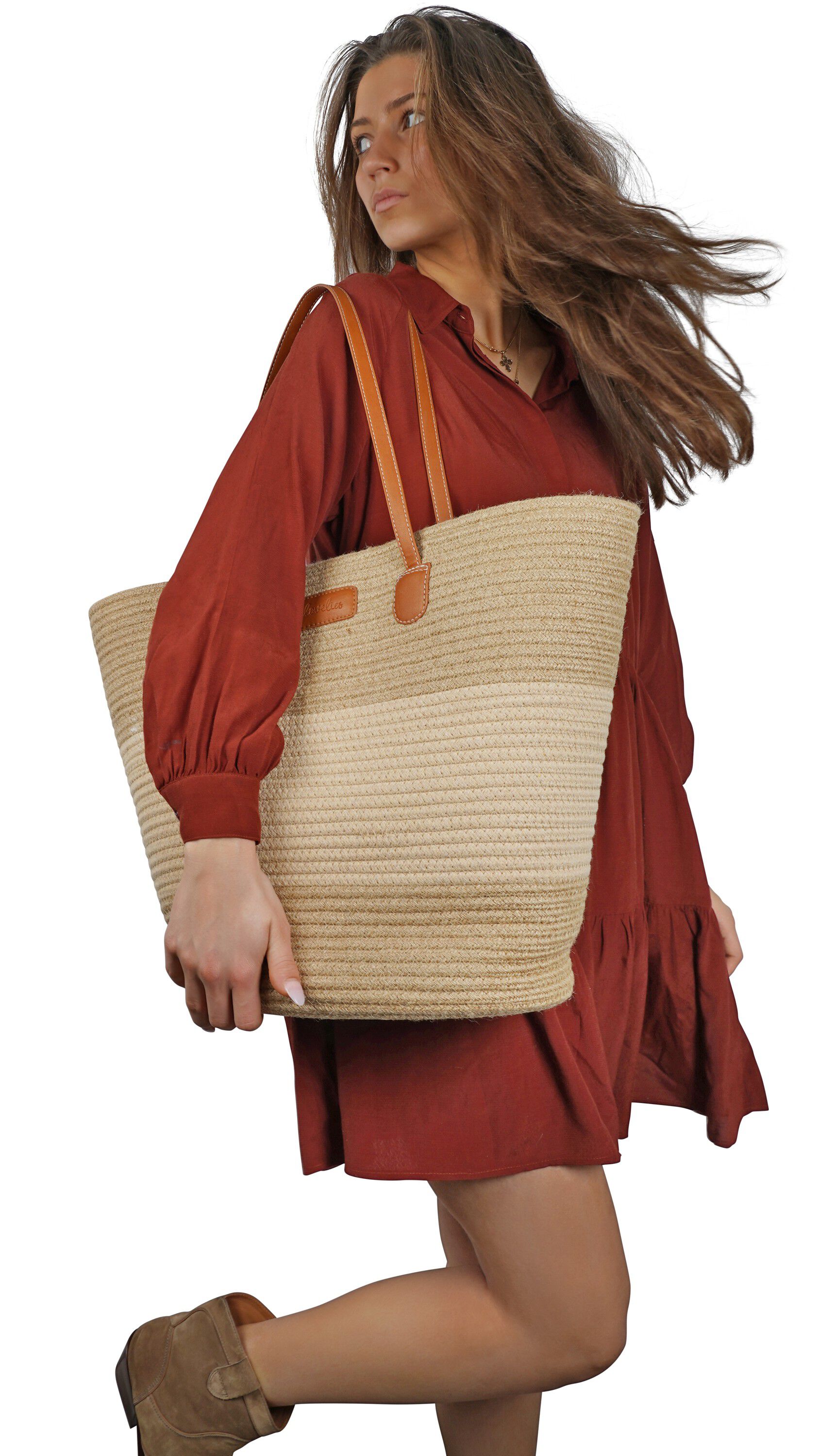 SIMIUS - BEACH BAG W/ PU HANDLES - 45 x 40 CM