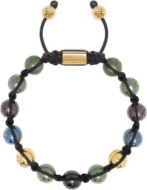 Men's Beaded Bracelet with Multicolored Ceramic & Gold Balls