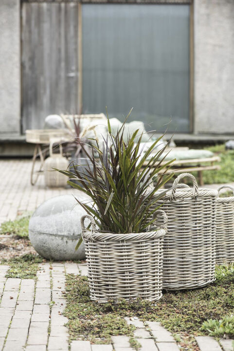 Kurvesæt a 3 rattan m/plast indvendig rund