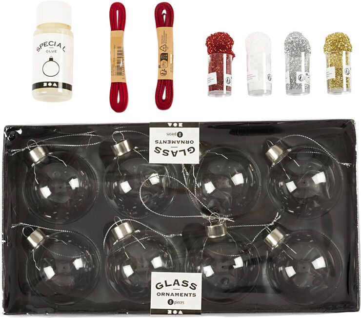 DIY Kit Julekugler, Glitter