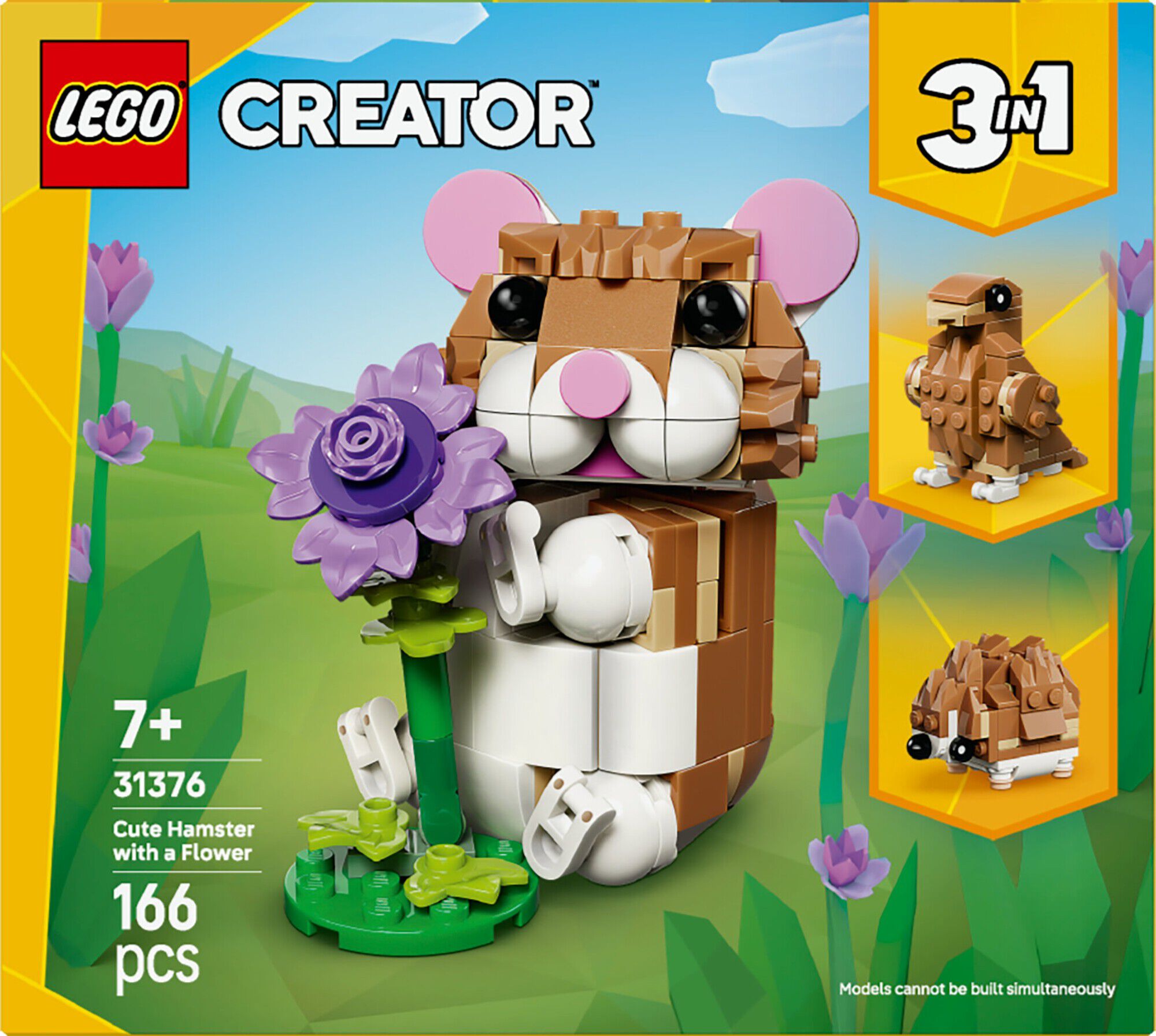 S&oslash;d hamster med blomst 31376