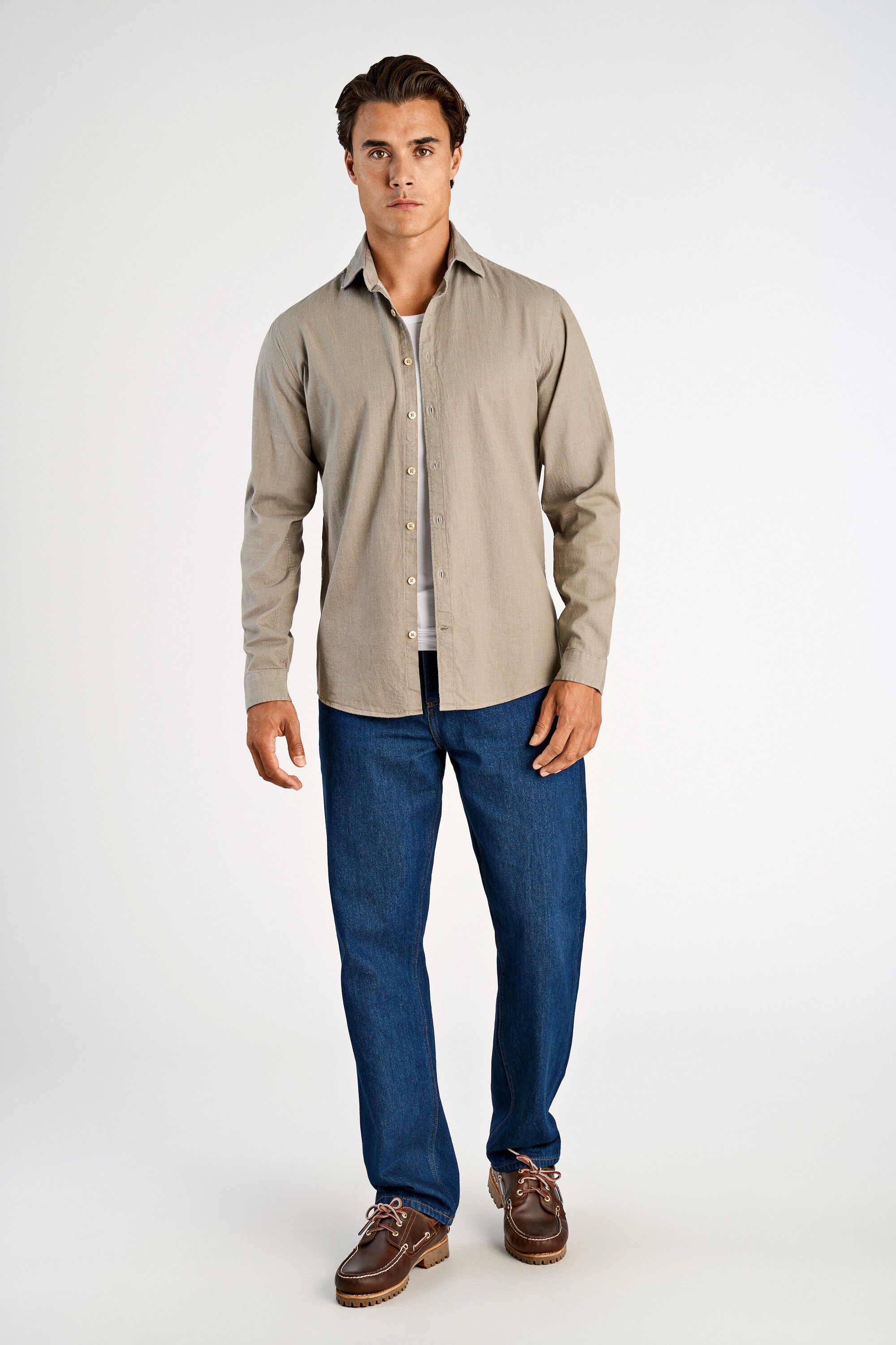 Soft indigo stretch shirt L/S