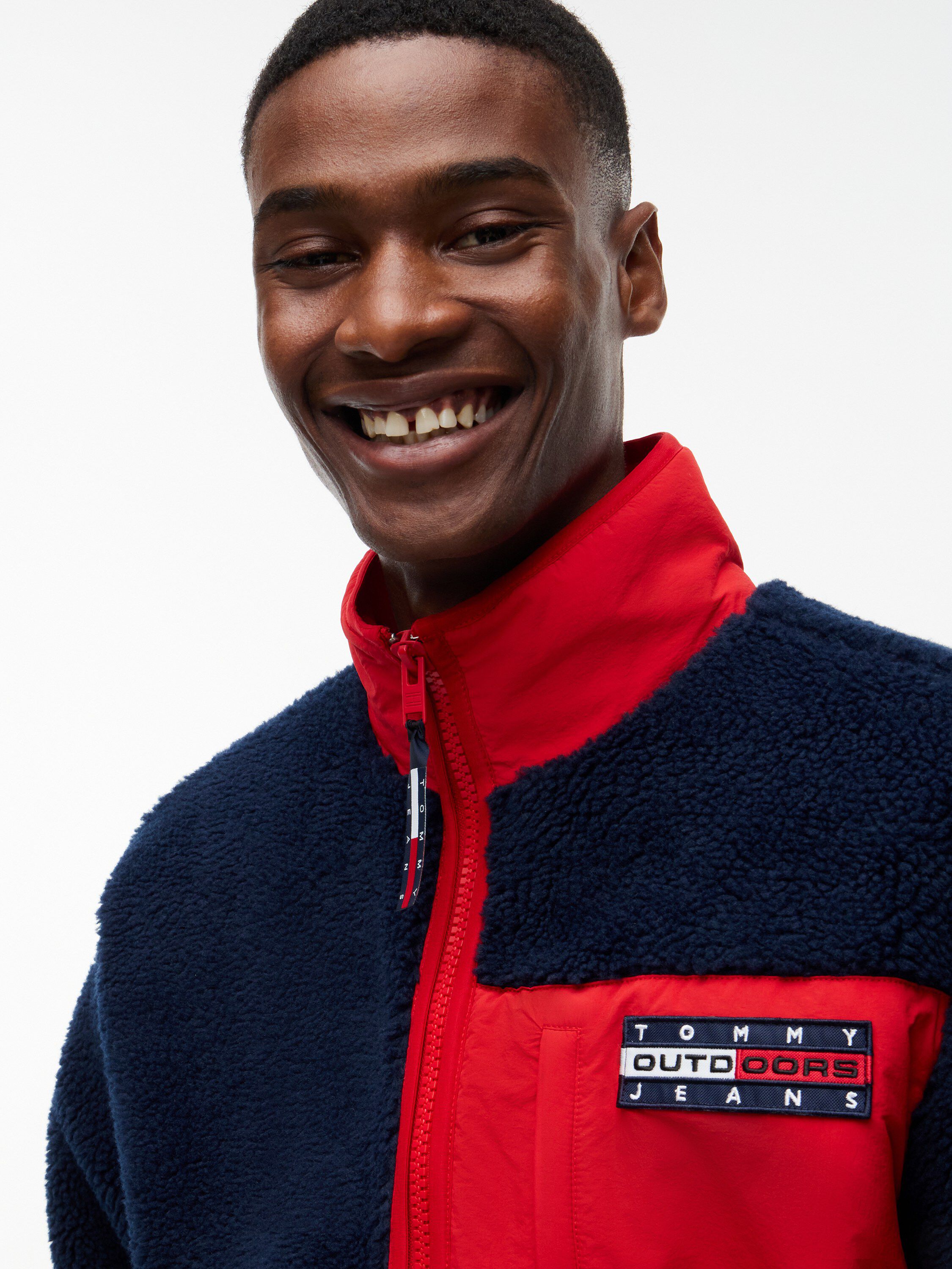 Colour-Blocked Teddy Zip-Thru Jacket