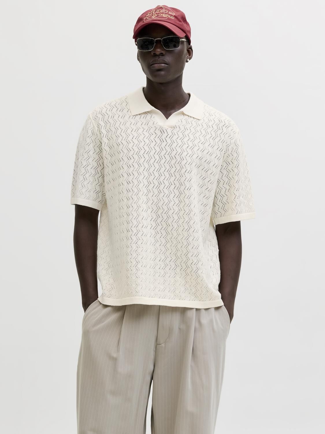 Jortyler Knit Ss Split Neck Polo Sn