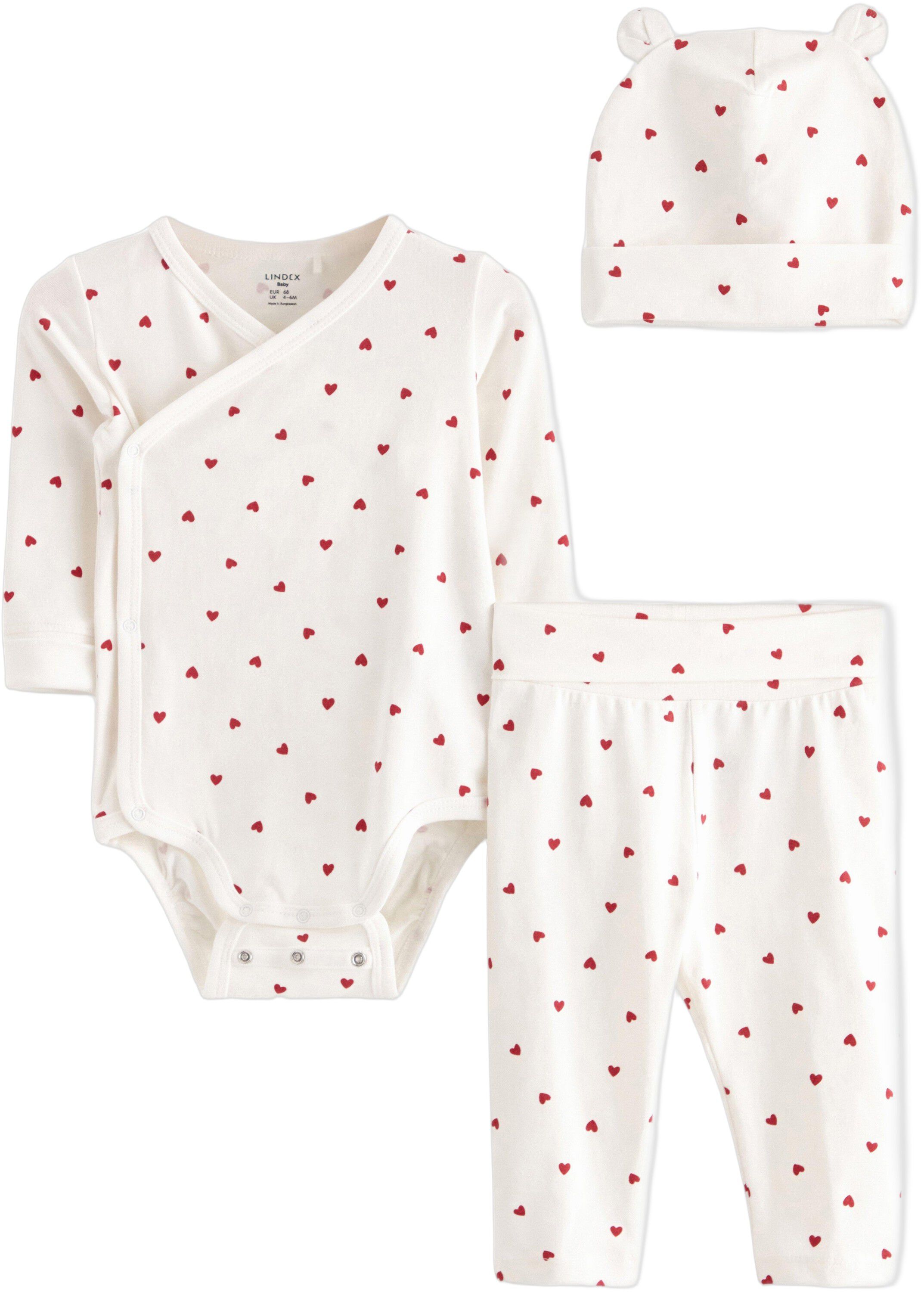 Matchande set i mjuk bomullstrik&aring; m