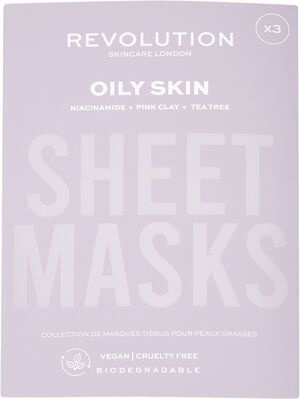 Revolution Skincare Biodegradable Oily Skin Sheet Mask 3 Pac