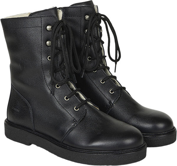 Snørestøvle med uldfoer, lynlås wid