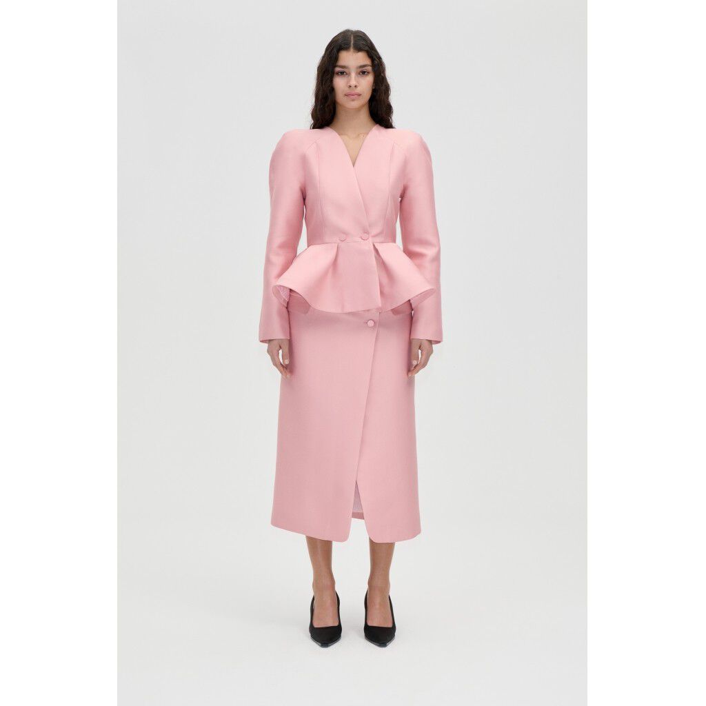 2562 Crepon, Peplum V Neck Jacket