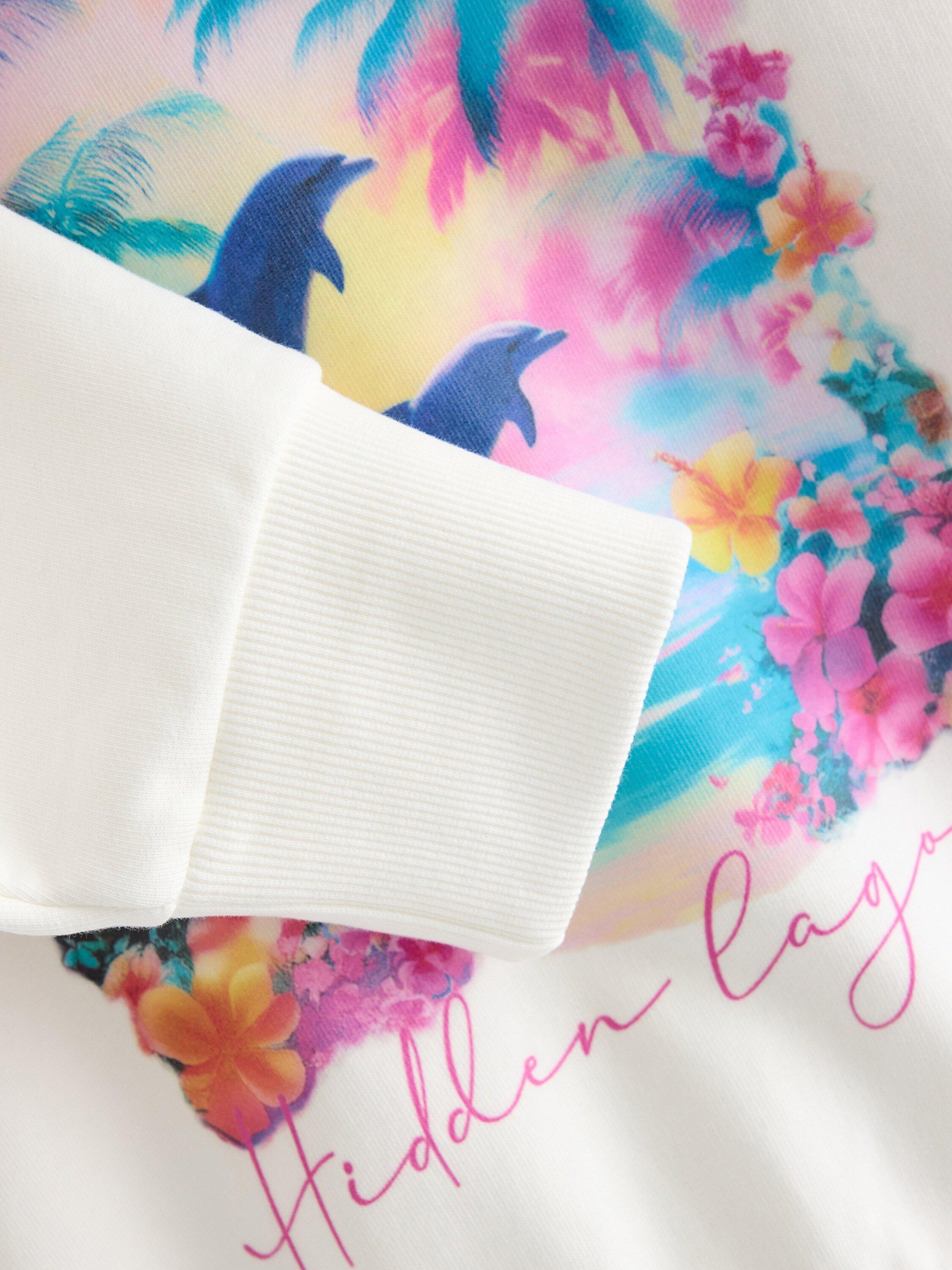 Oversized, avkortet sweatshirt med