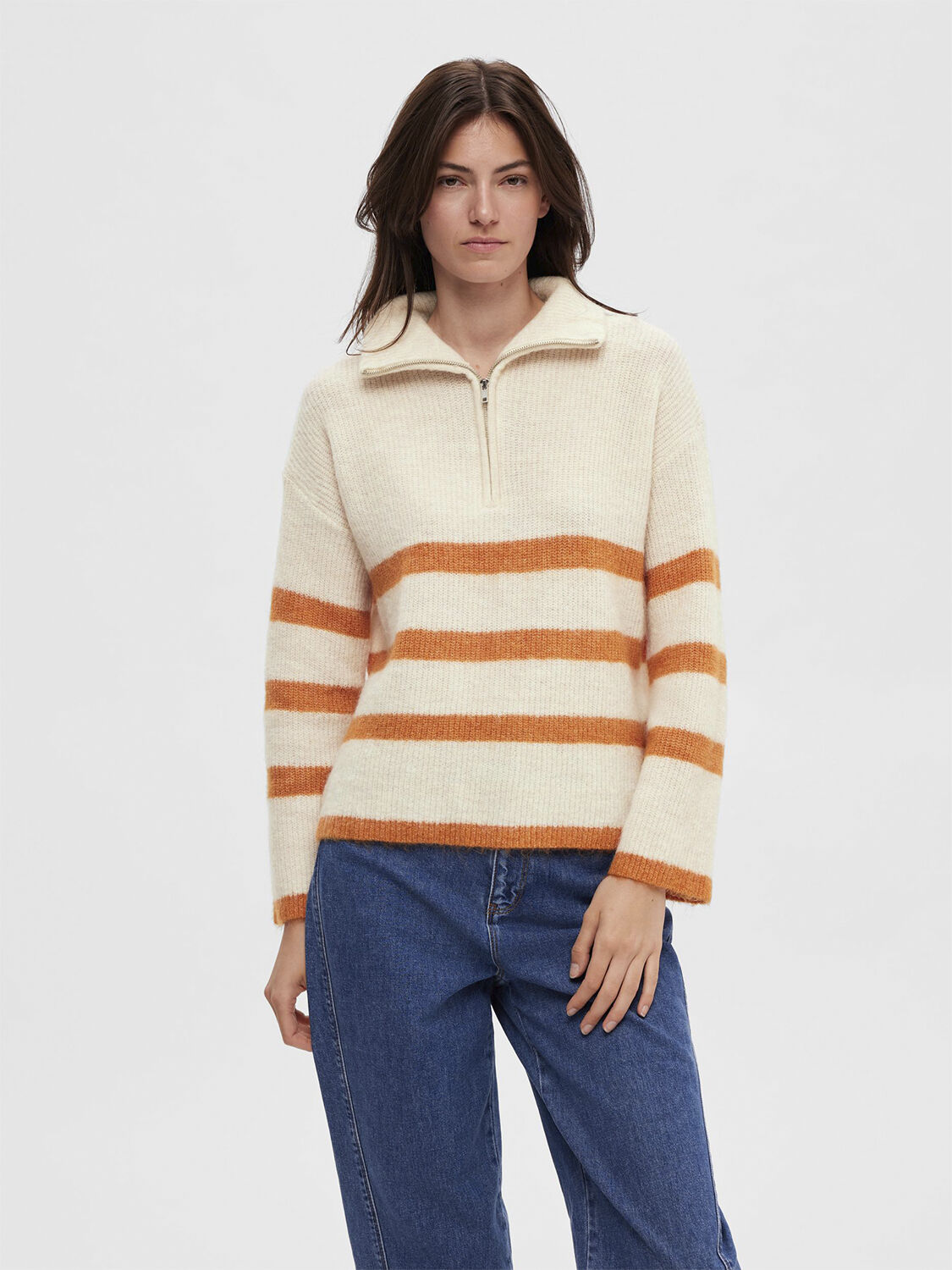 SLFMALINE LS WOOL KNIT HALF ZIP NOOS