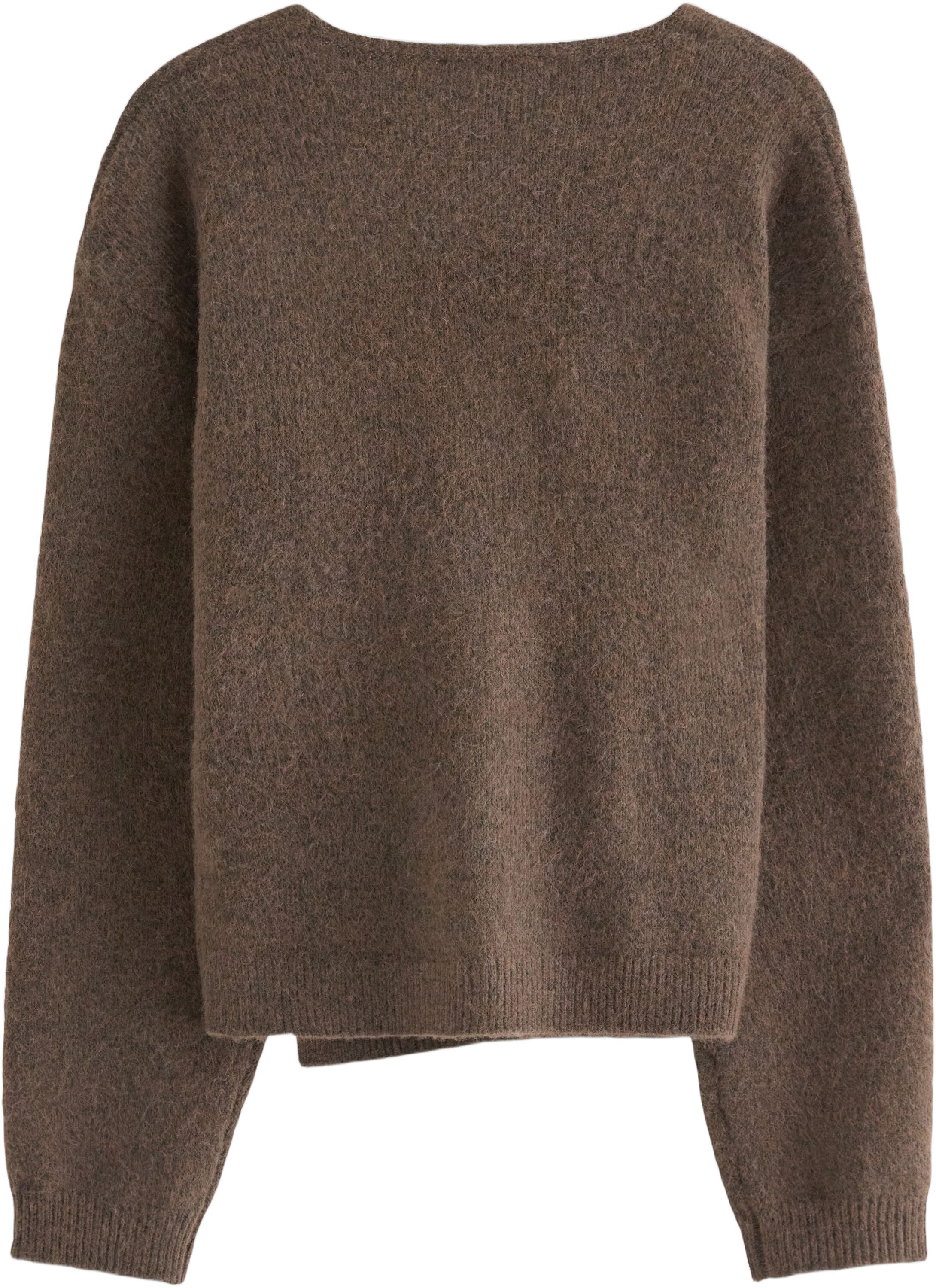 Bl&oslash;d strikket sl&aring;-om cardigan med b