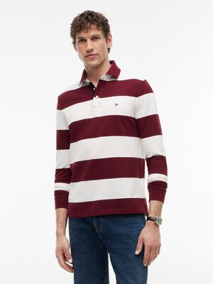 Rugby Stripe Long Sleeve Polo Shirt